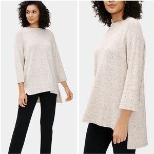 Eileen Fisher Knit Tunic Sweater Top Organic Cotton Speckle Ivory Oversized M